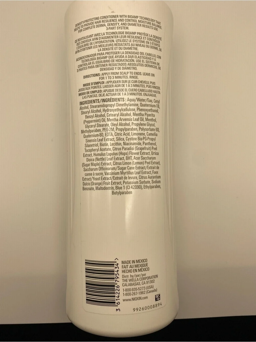 Nioxin 1 scalp therapy conditioner natural hair light thinning 1L 33.8oz